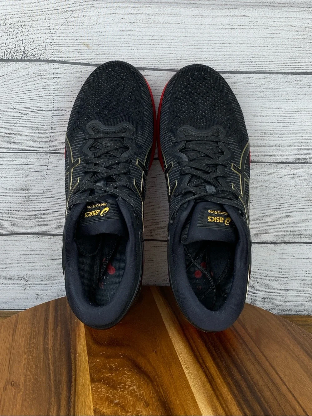Asics MetaRide FlyteFoam Black Red Gold Running Shoes Men’s Sneaker Size 11